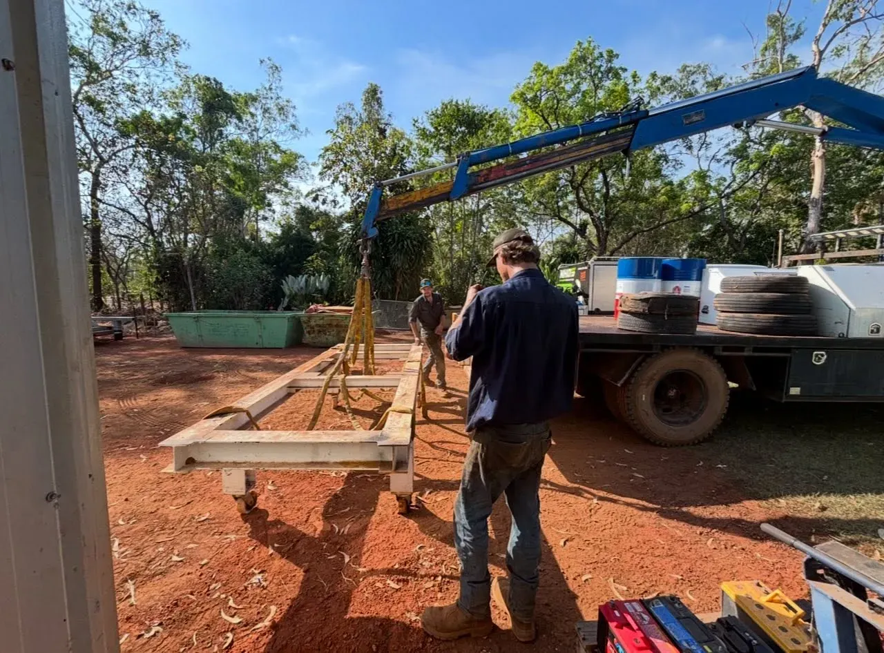 Crane lift on a bush block